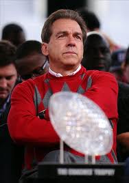 Nick Saban and National Championship Trophy